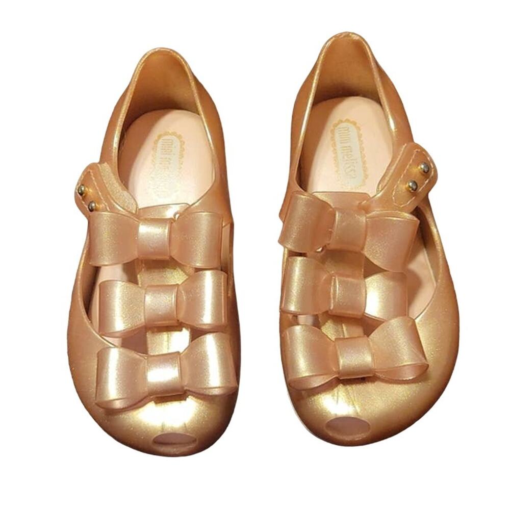 Mini Melissa‎ Ultragirl Triple Bow Rose Gold Dress Shoes Size 8 Toddler 8